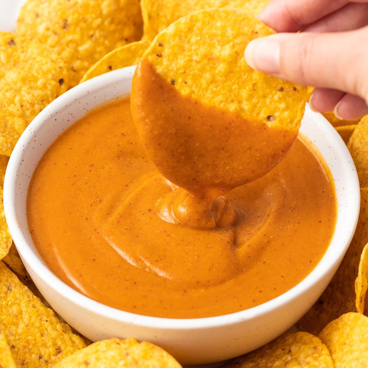 This vegan nacho cheese is perfect for dipping veggies.
