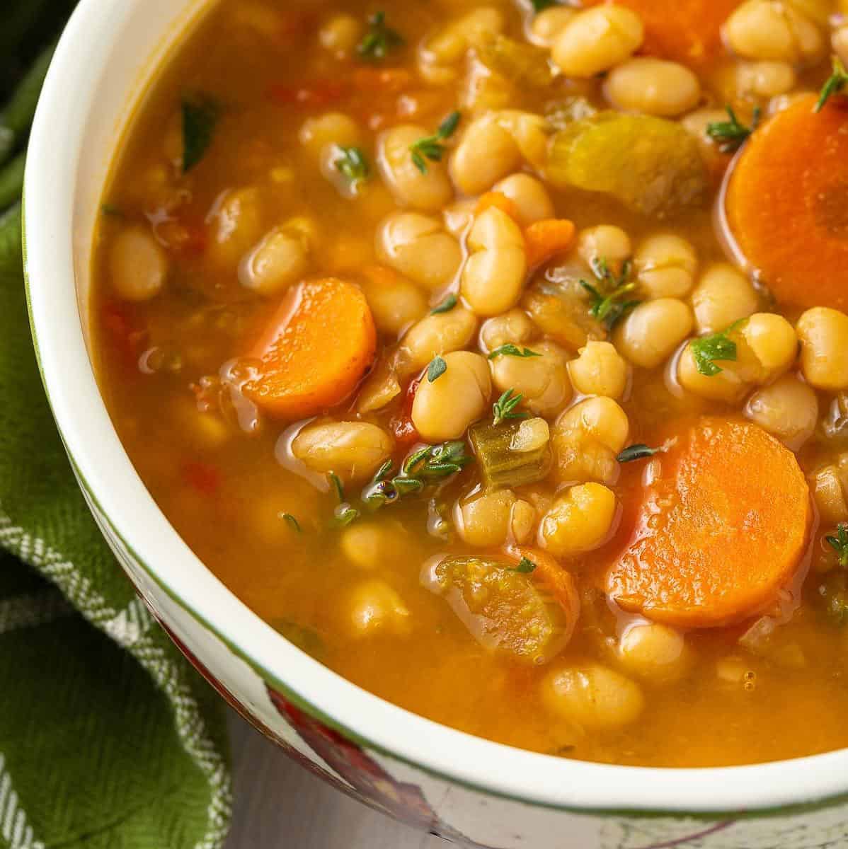  This Vegan Navy Bean Soup is packed with protein and flavor.
