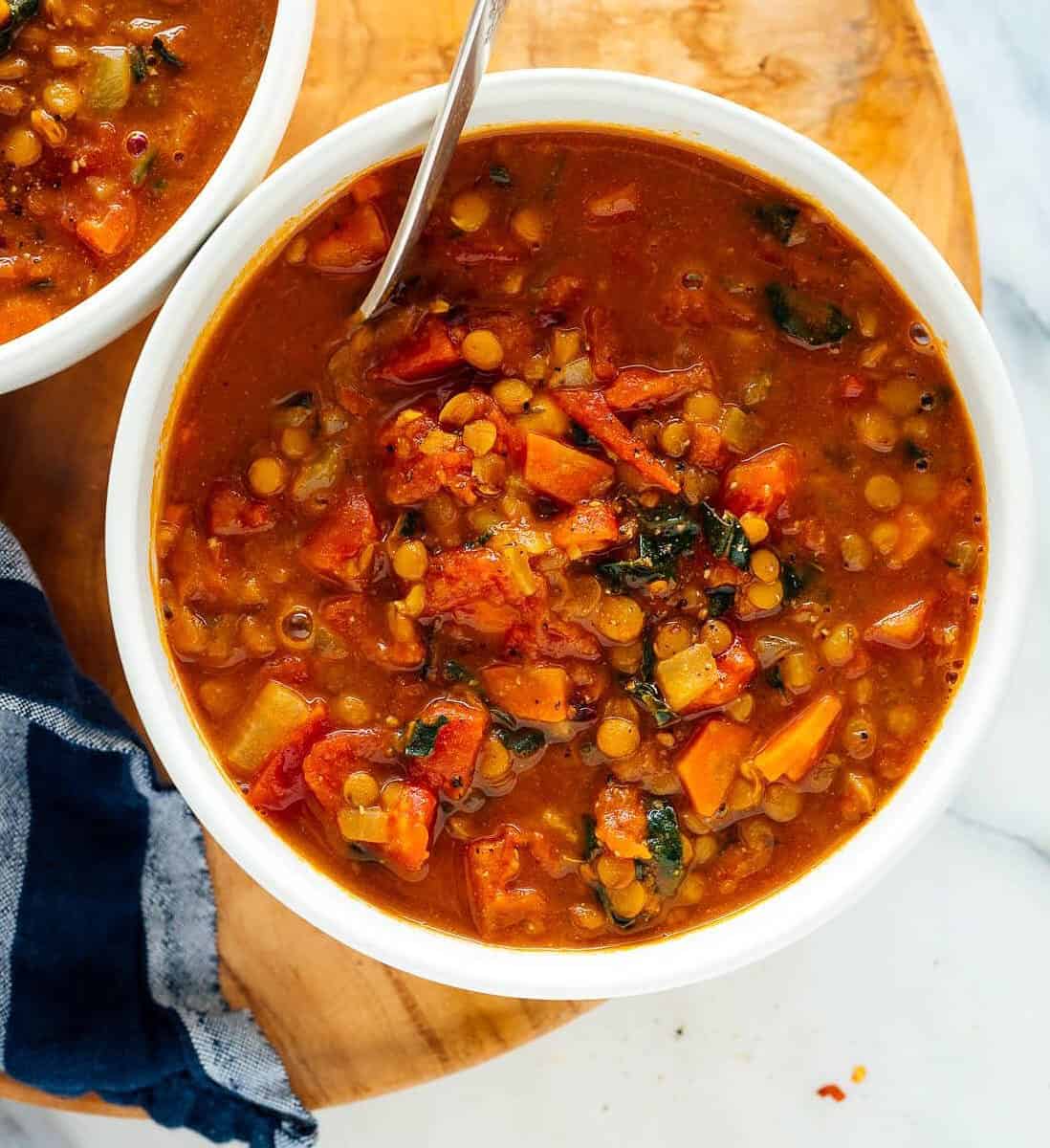  This vegetarian soup is a great source of protein and fiber.