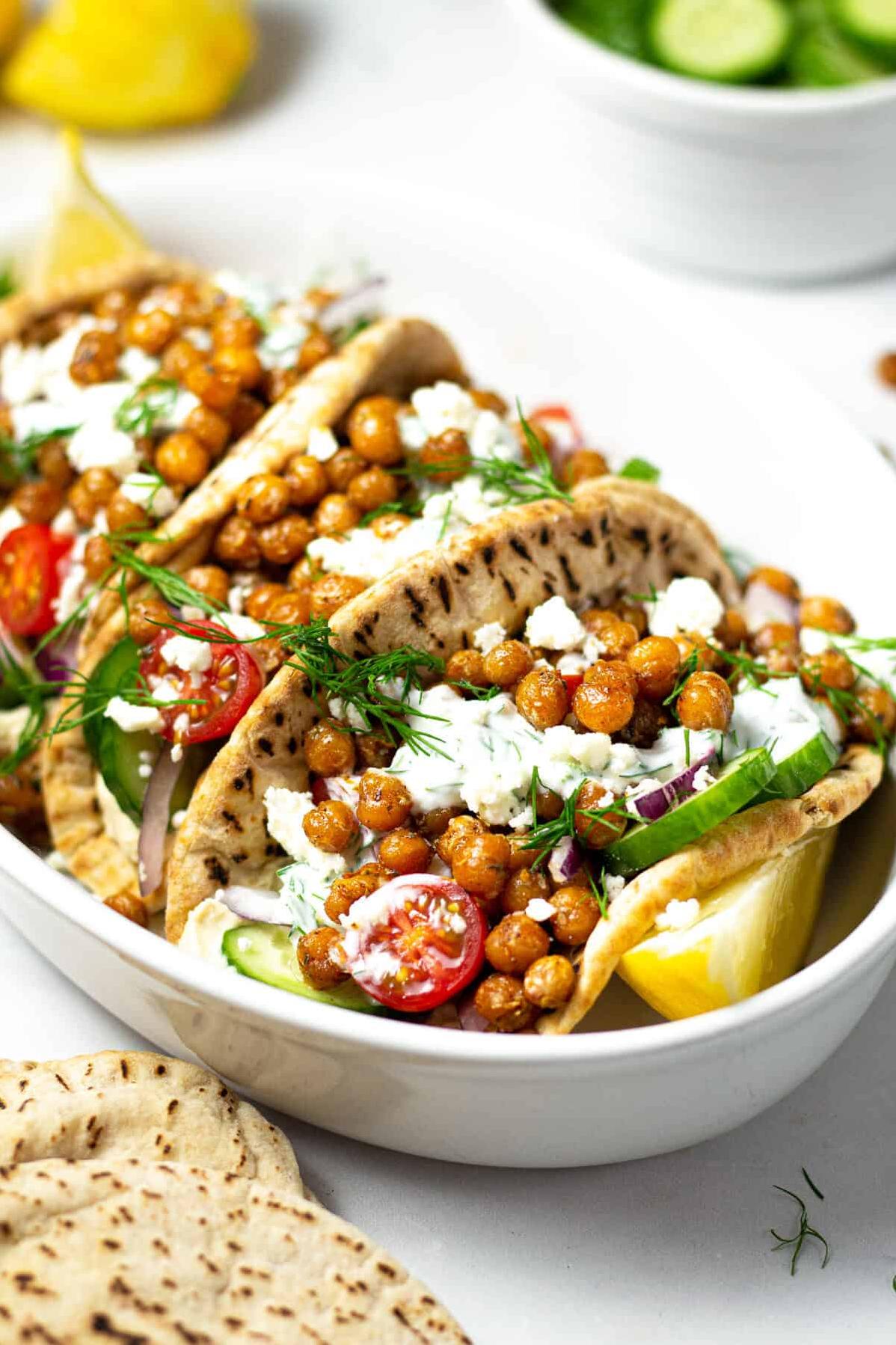  Turn up the flavor with these zesty chickpea gyros.