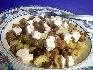 Vegetarian Bratkartoffeln (German Fried Potatoes) W/ Feta Cheese