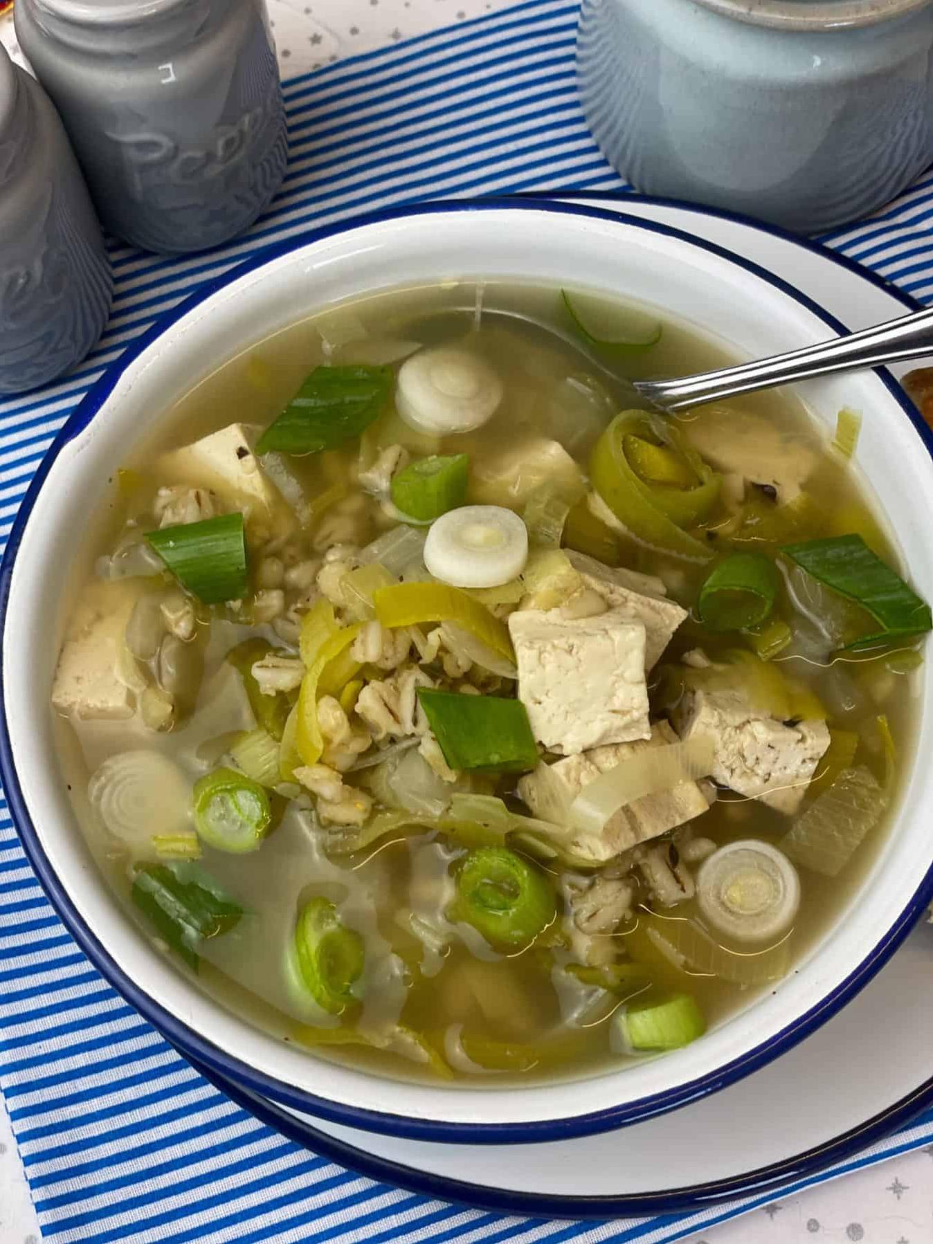 Delicious Vegetarian Cock-A-Leekie Soup Recipe in 30 Minutes