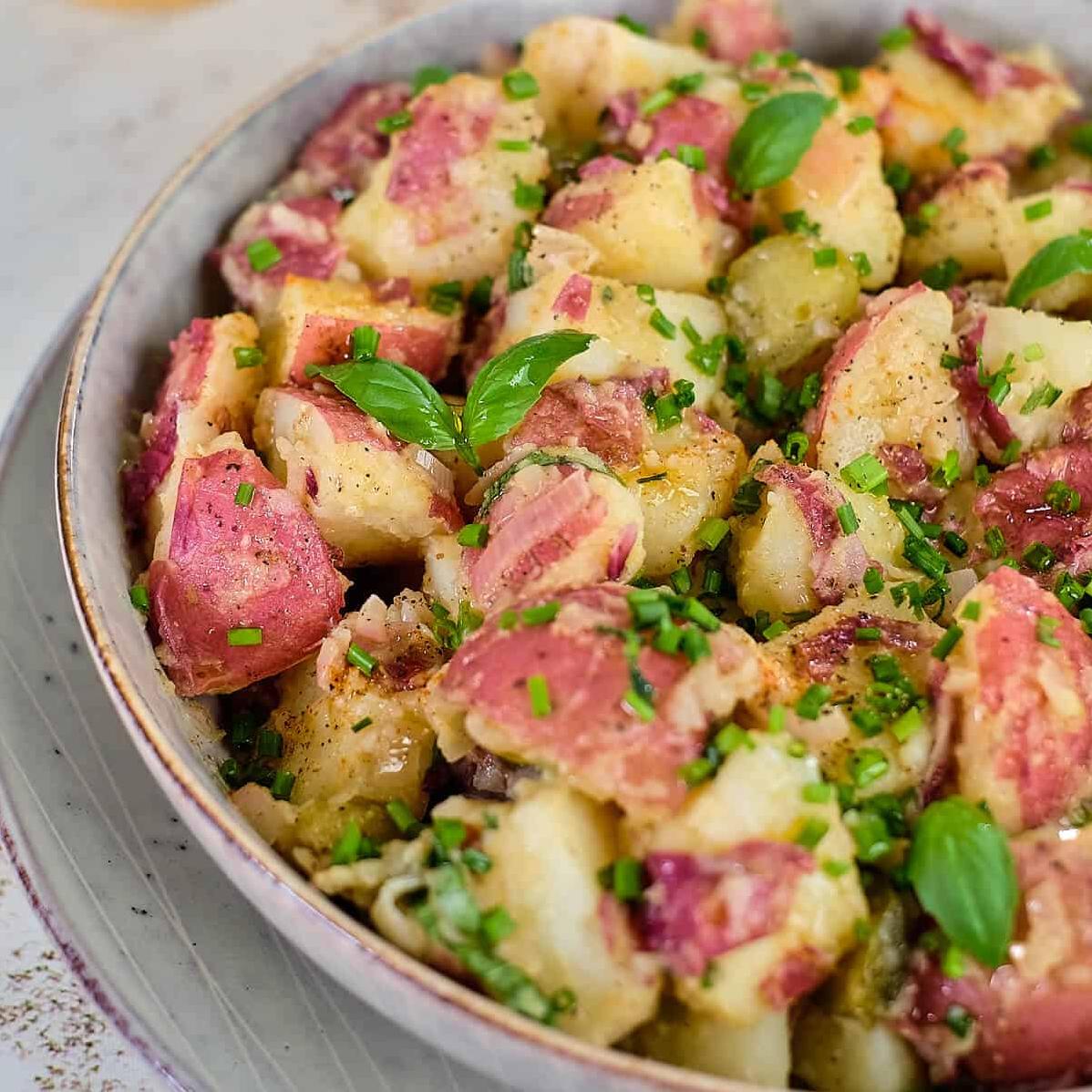  With its smoky and bold flavors, this vegetarian German potato salad is a crowd-pleaser!