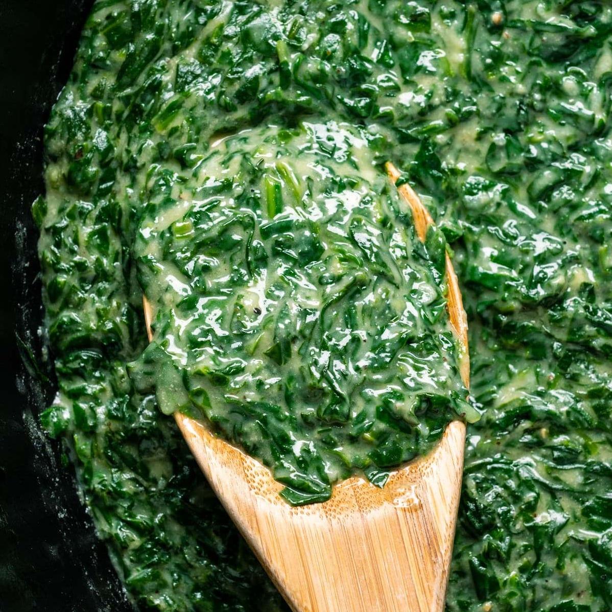  You won't even miss the dairy in this delicious creamed spinach.