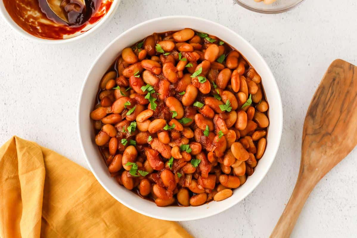  You won't miss the meat in these flavorful baked beans - they're loaded with plenty of delicious spices and herbs.