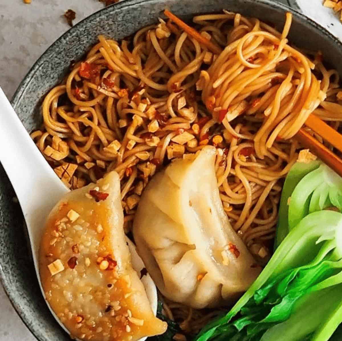  Your taste buds are in for a treat with this wonton noodle dish.